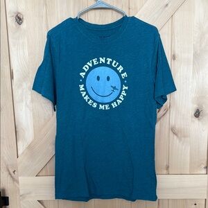 LIFE IS GOOD Blue Graphic Tee with Smiley Face